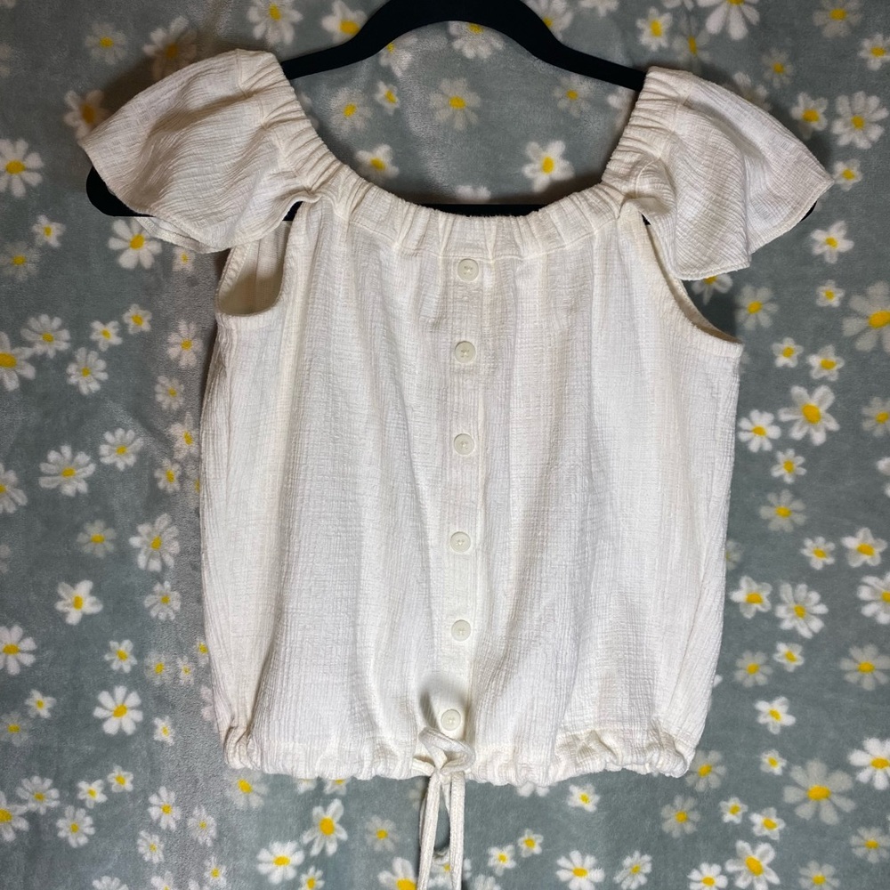 Madewell White Puff Sleeve Smocked Blouse
